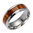 thumbnail image 4 of GKNET Mens Wooden Wood Inlay Ring for Men Women Stainless Steel Size 6-13-9-Silver+Acacia wood slice, 4 of 9