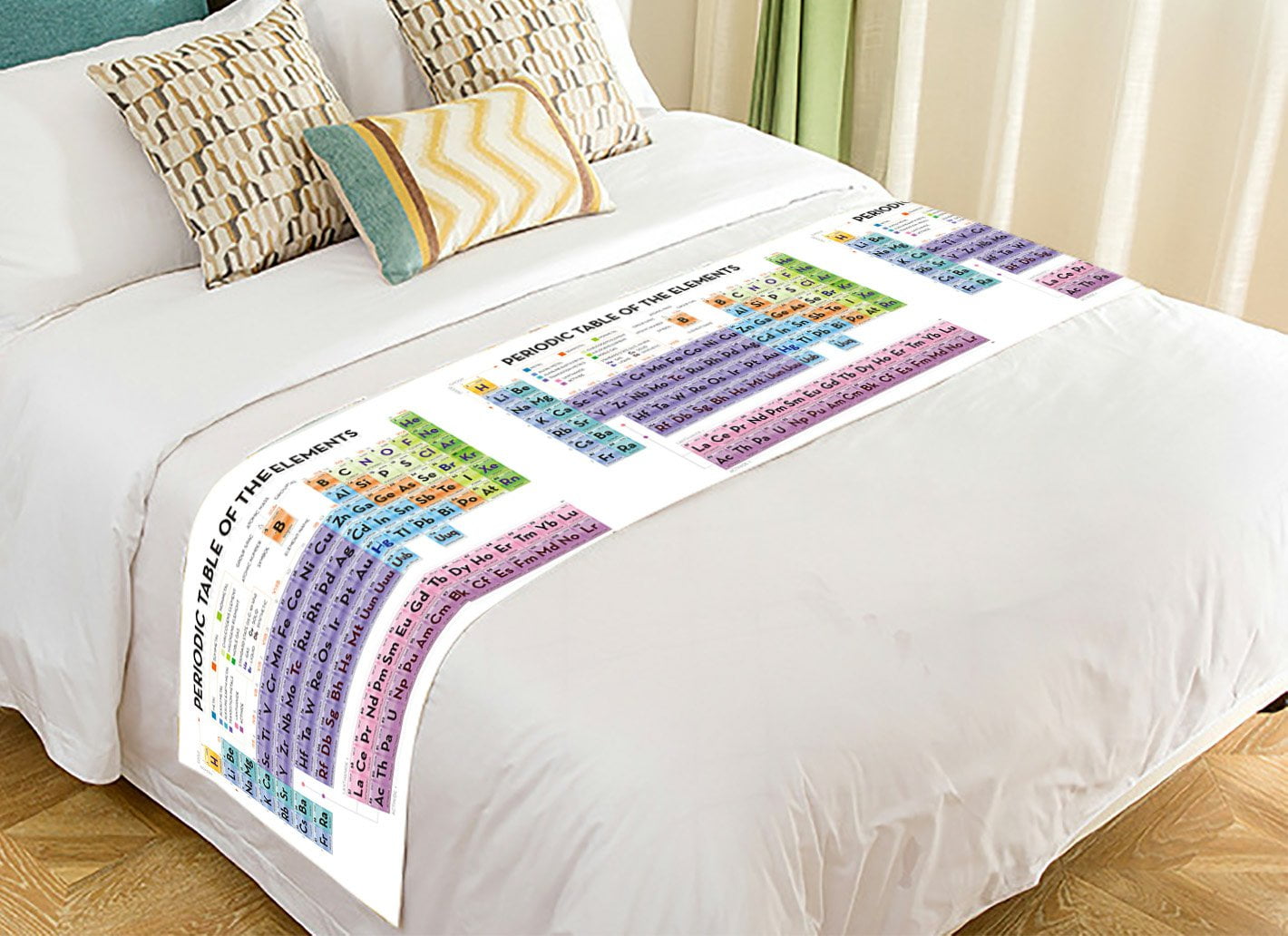 Gckg Educational Bed Runner Periodic Table Of The Elements For Smart Adults And Children Bed Runners Scarves Bed Decoration 20x95 Inch