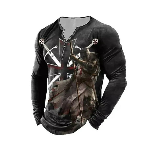 Paille Men's Animal Print Slim Fit Blouse Fashion Daily Wear Basic Tee National Style Holiday T-shirt T Shirts Style-D M