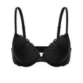 thumbnail image 5 of Deyllo Women's Lace Push Up Padded Plunge Add Cups Underwire Lift Up Bra, Black 34DDD, 5 of 8
