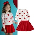 thumbnail image 2 of Douhoow 2pcs Kid Girl Valentine's Day Outfits Toddler Heart Pullover Short Skirt, 2 of 9