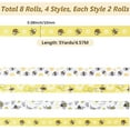 thumbnail image 2 of 8 Rolls 40 Yards Bee Ribbons Polyester Mixed Color Bumble Bees Wreath Strips Single Face Print Grosgrain Width Satin Wrap Spring Ribbons for DIY Sewing Making Gift Wrapping Party Decor Diy Craft, 2 of 5