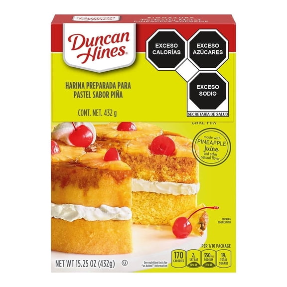 Harina preparada Duncan Hines para pastel sabor piña 432 g