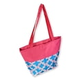 thumbnail image 3 of Women Teen Fashion Print Lined Top Zipper Tote Bag Handbag with Solid Top - Can be Personalized Pink Trim - Blue Quatrefoil, 3 of 8