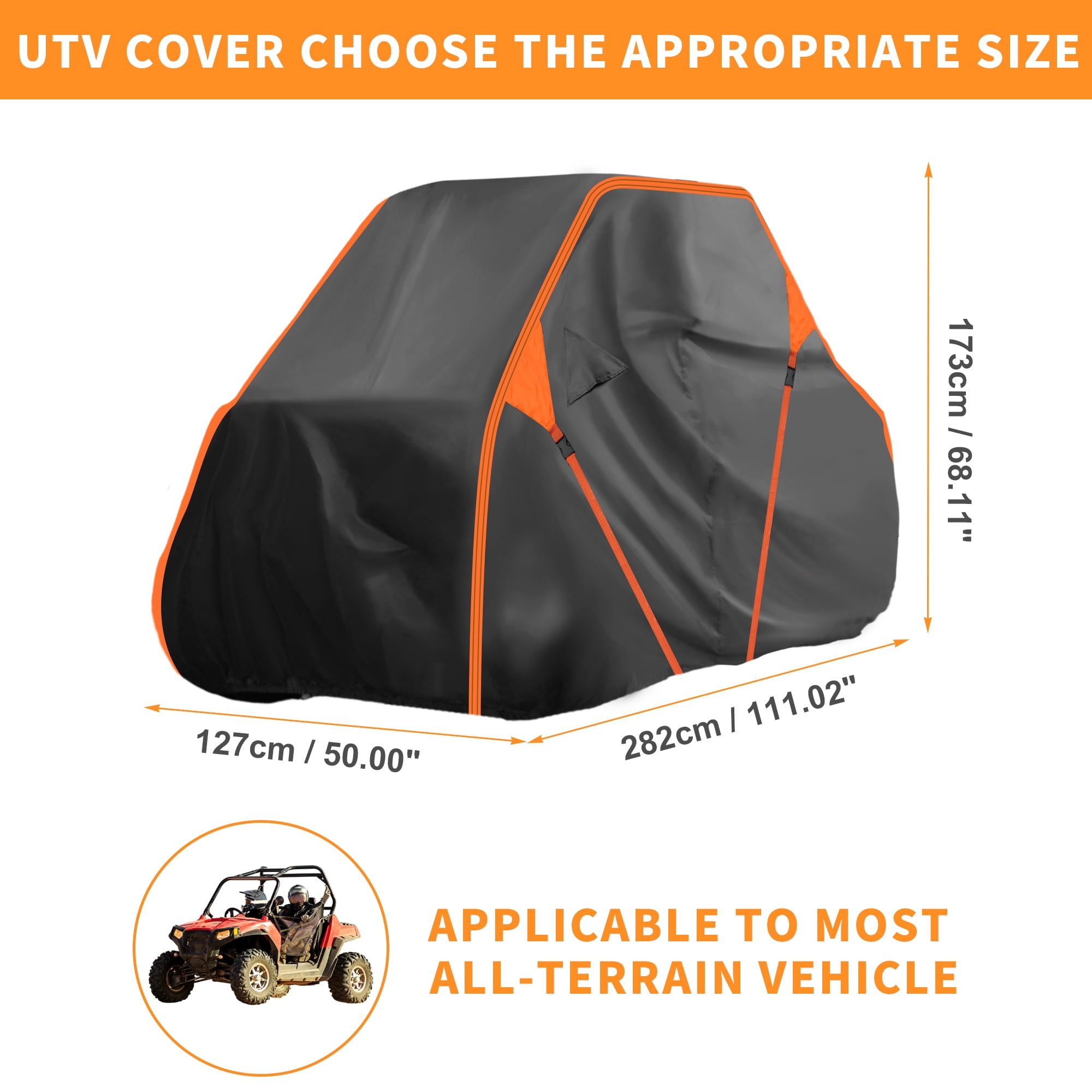 Unique Bargains UTV Waterproof Cover Black Orange for RZR Trail Sport/Ultimate