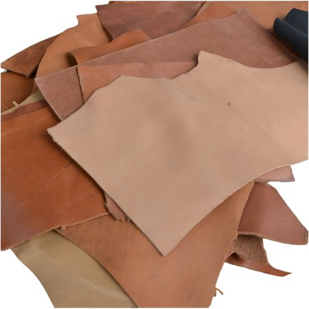 2.2 Lbs Leather Pieces, Full Grain Scrap, Brown DIY Material, 0.07-0.09 In / 0.18 X 0.22 Cm Thick Remnants For Craft, Vegetable Tanned Leather For Crafts