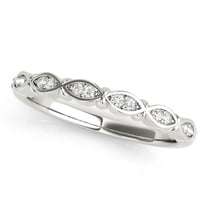 Aonejewelry 0.10 Carat Elegant Design Diamond Wedding Band In 10K Solid White Gold