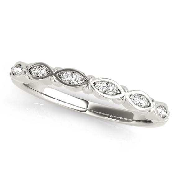 Aonejewelry 0.10 Carat Elegant Design Diamond Wedding Band In 10K Solid White Gold