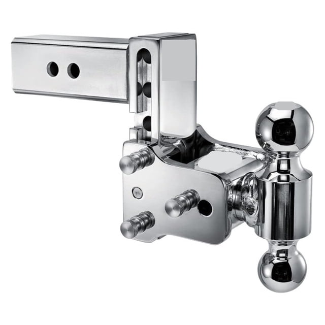 Trailer Hitches Chrome Adjustable Trailer Hitch Ball Mount Fits 2.5" Receiver,Dual Ball(2" x2-5/16")