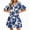Blue, variant on Short Sleeve Women Floral Print Loose Fit Lapel V-neck Casual Mini Dress