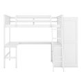 thumbnail image 6 of Wooden Loft Bed with Wardrobe, High Loft Beds Frame with U-Shpaed Desk and Shelves, Multifunctional Bedframe for Boys, Girls Bedroom, 6 of 9