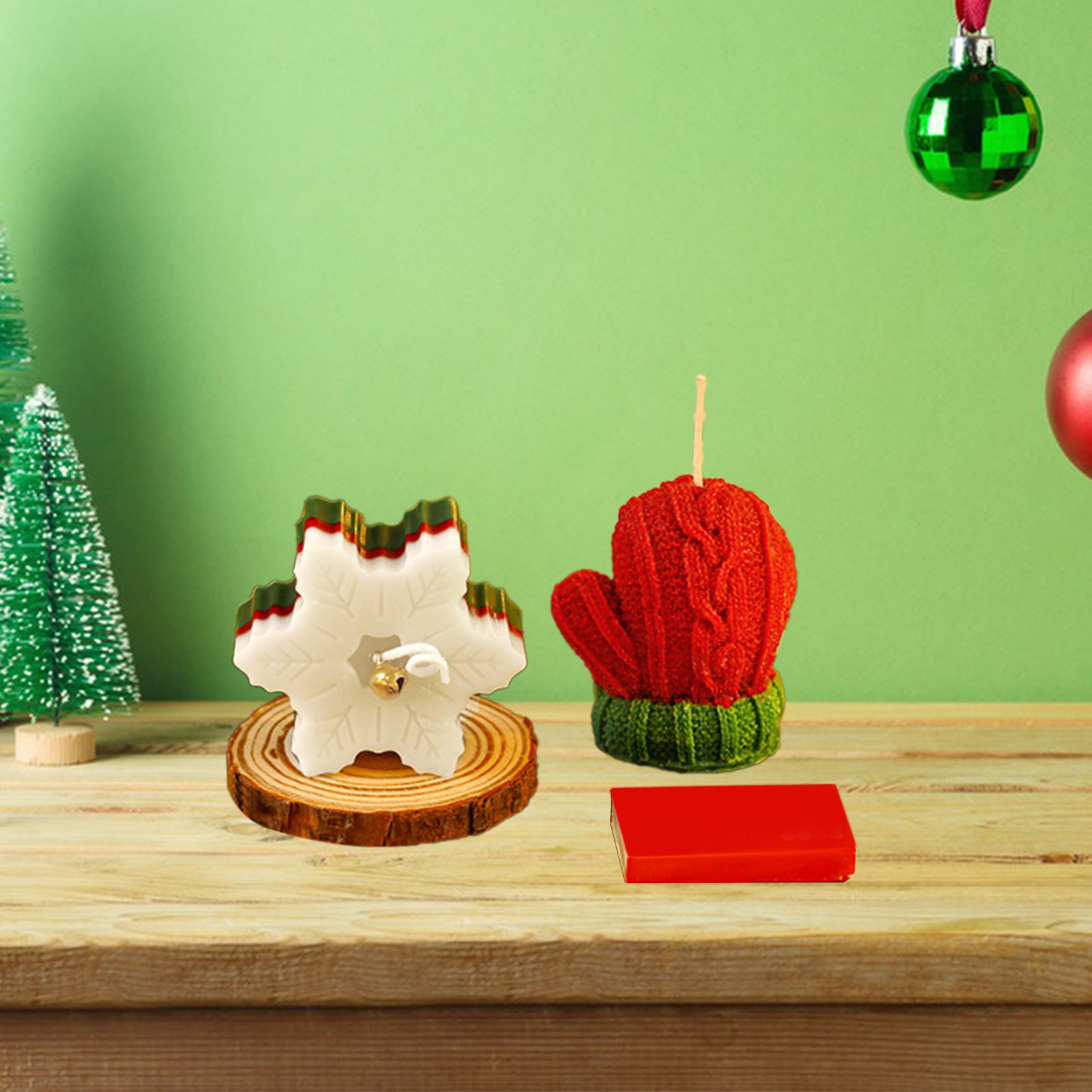 Bougies De Noël En Cire De Soja - Lot De 6 Formes Festives, Bonhomme De Neige, Pain D'épice