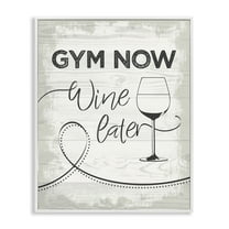 Stupell Industries Gym Now Wine Later Food & Beverage Painting White Framed Art Print Wall Art, 11 x 14