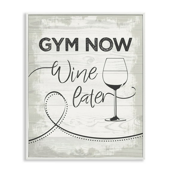 Stupell Industries Gym Now Wine Later Food & Beverage Painting White Framed Art Print Wall Art, 11 x 14