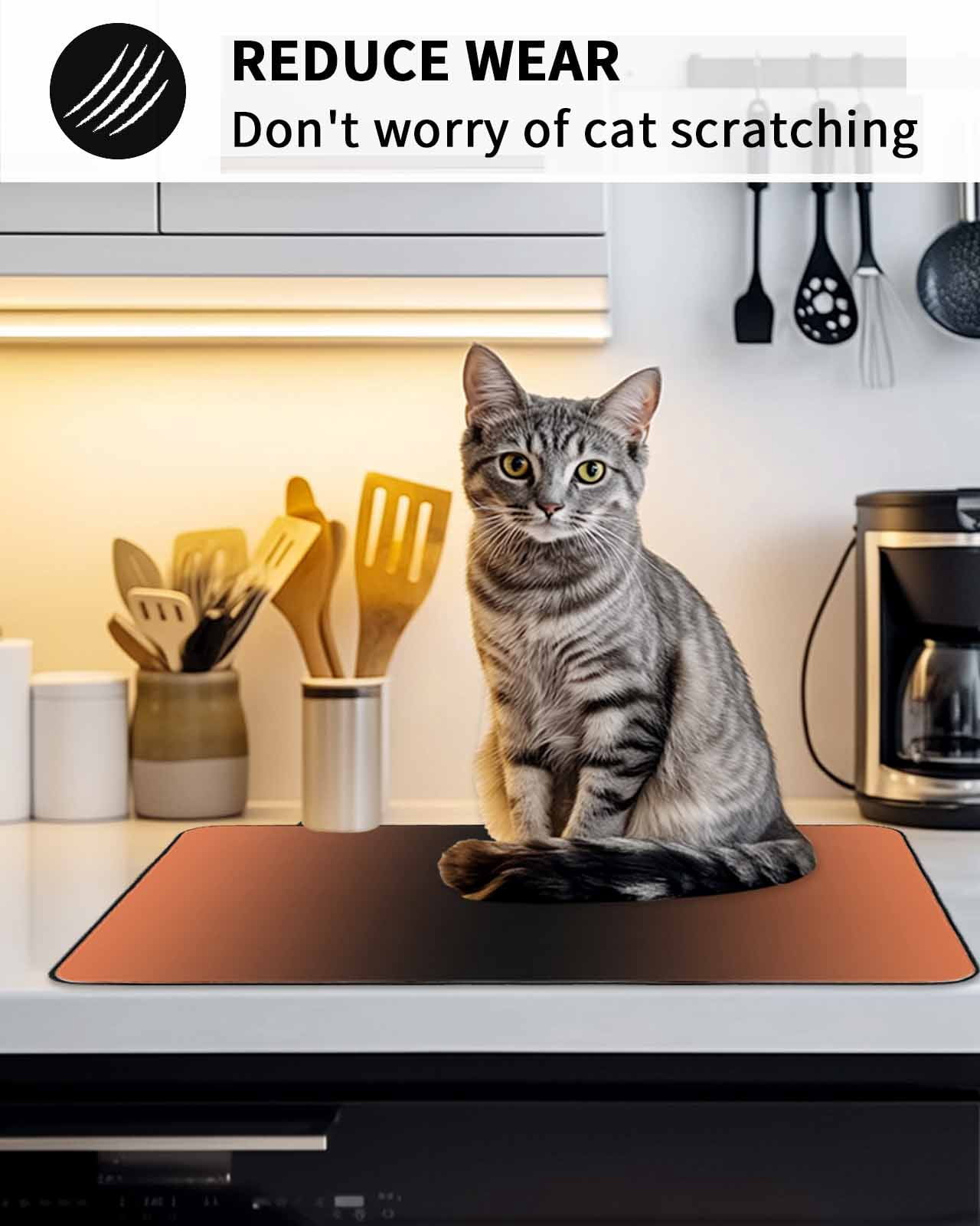 Stove Top Covers for Electric Stove, Orange Black Ombre Glass Stovetop Cover Protector, Modern Gradient Abstract Art Induction Cooktop Protector Oven Mat for Kitchen Countertop 28.5"x20.5"