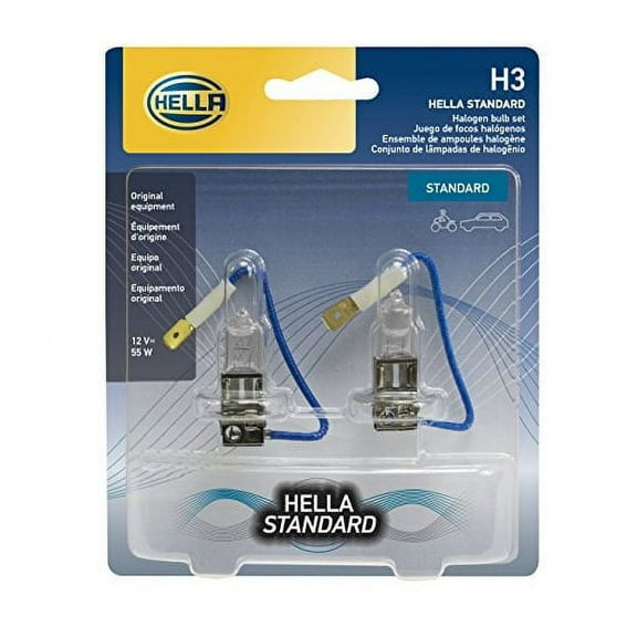 HELLA H3TB Twin Blister Standard Halogen Bulb, 12 V, 55W, 2 Pack