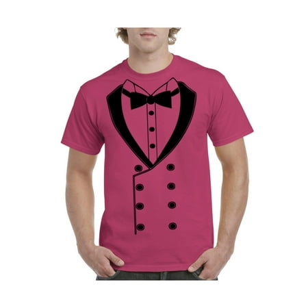 Short Sleeve Bow Tie - 8 Button Black Bow Tie Suit Tuxedo Men's Short Sleeve T-Shirt