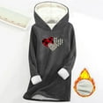 thumbnail image 2 of Yeaiivve Women's Cute Graphic Hoodie Sweatshirt Oversized Sherpa Lined Hoodies Winter Thermal Sweatshirts Loose Fit Hooded Pullover Tops Dark Gray L, 2 of 4