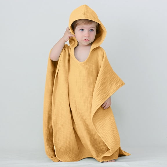 Odeerbi 3-10 Years Toddler Kids Boys Girls Hooded Towel Poncho Soft Cotton Gauze Absorbent Beach Robe Lightweight Quick Dry Bath Towel