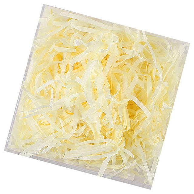 1 Pack Lafite Paper Raffia Filler Colorful Shredded Box Gadgets Raffia Packaging Decoration Practical Wedding Party Easter New Year Light yellow