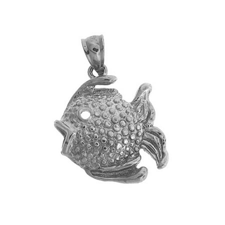 18K White Gold Tropical Angelfish Pendant - 27 mm