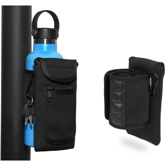 Magnetic Water Bottle Holder Gym Water Bottle Bag with Phone Pocket Keychain Water Bottle with Phone Holder Fits 16 to 40 OZ Water Bottle, Attaches to Any Gym Equipment