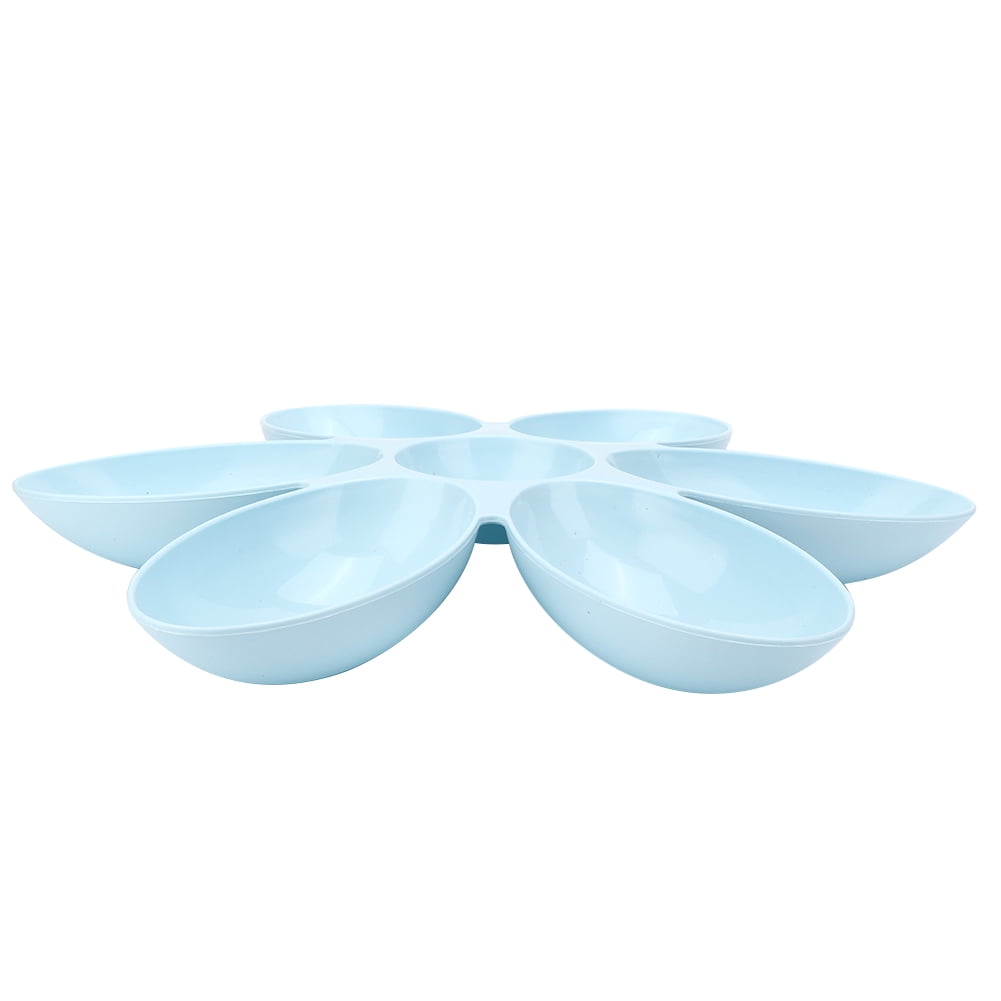 YAHHU PP Durable Six Petals Multiple Case Slow Feeder & Water Feeding Bowl for Cats and Dogs, Blue (16.9 inches / 43 cm)