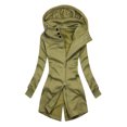 thumbnail image 1 of Women Plus Size Jacket Open Front Hooded Coat Winter Warm Zipper Pockets Slim Fit Casual Outerwear, 1 of 4