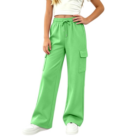 Grblisyd Girls Cargo Sweatpants Casual Athletic Straight Pants with Pockets Joggers Baggy Sweatpants