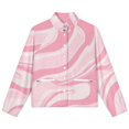 thumbnail image 4 of Jackets for Women Winter Coat Jackets Flannel Stand Collar Jacket(Pink Abstract Wavy Pattern Design,Size:S-4XL), 4 of 7