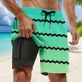 thumbnail image 2 of Men Swim Trunk Batik Gradient Stripes Quick-Dry Lightweight 2 In 1 4-Way Stretch Bathing Suit Green XXXL, 2 of 4