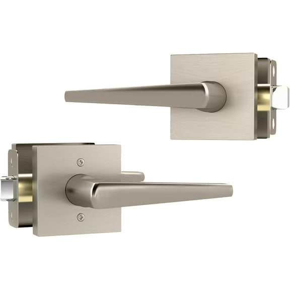 Mega Handles / Passage 4.41 Inch / Lever Door Handle Set / Satin Nickel / 1 pack
