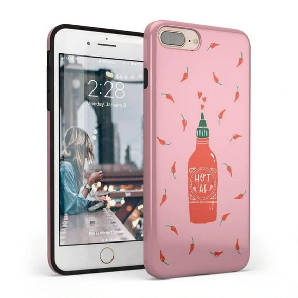 casely iPhone 678 Plus case Spicy AF Pink chili Hot Sauce case