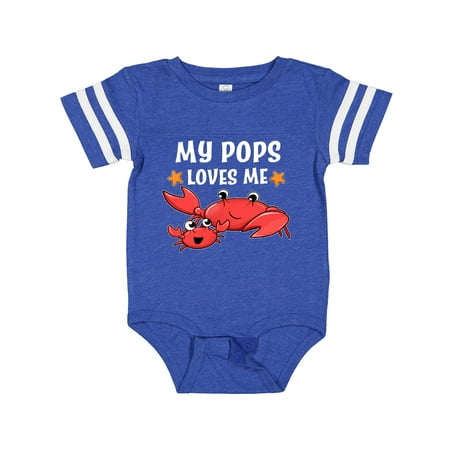 

Inktastic My Pops Loves Me- Cute Crab Family Gift Baby Boy or Baby Girl Bodysuit