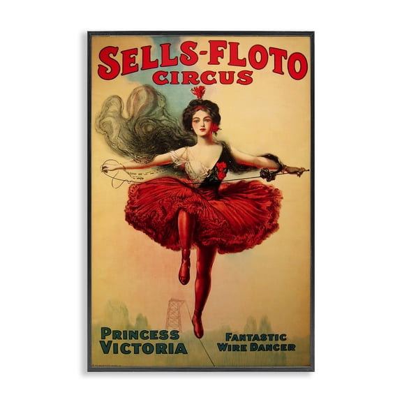 Stupell Industries Sells-Floto Circus Vintage Poster Advertisements Painting Black Framed Art Print Wall Art, 12 x 18
