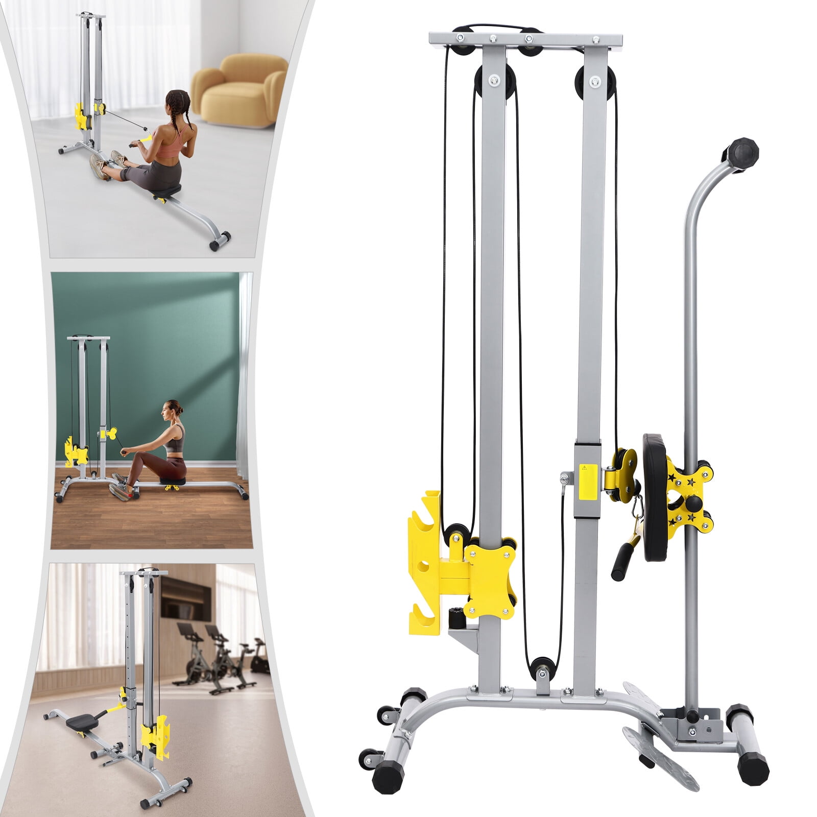 ToppiJoy Multifunctional Fitness Rack Power Cage Multi-Function Power Rack Adjustable Heavy Duty Strength Training Fitness Equipment for Home Gym Hold up 220 lbs Silver