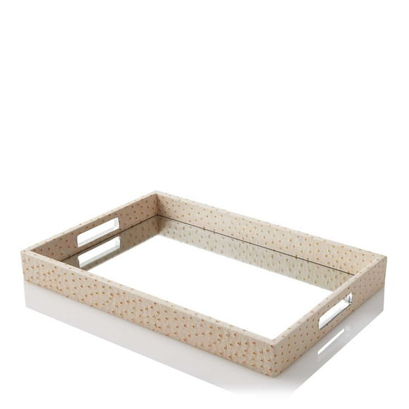 Bloomingdale’s Blush Ostrich Mirrored Tray 12×18″