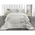 thumbnail image 2 of Ambesonne Kraken Quilted Coverlet 3 Pcs, Fish Octopus Circular, Queen Size, Dust Taupe, 2 of 4