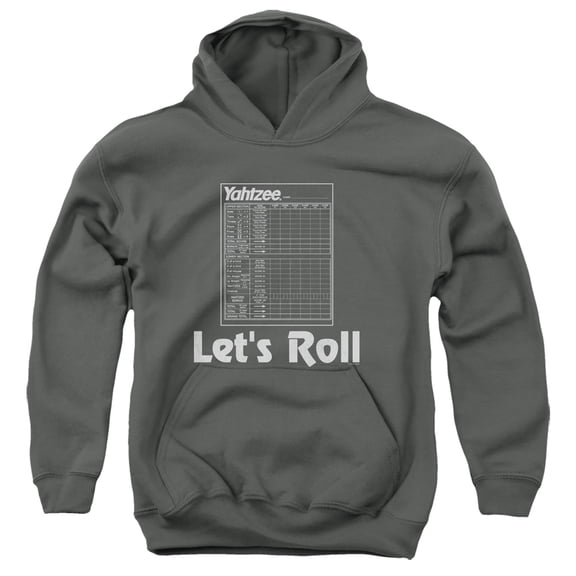 Yahtzee Lets Roll Youth Pullover Hoodie Sweatshirt Charcoal