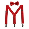 thumbnail image 2 of GUCHOL Bretelles Rouges Nœud Papillon pour Garçons et Filles Ensemble d'Accessoires Classiques Élastiques Réglables Âge 1 à 13 Ans (Rouge, 26 Pouces (1 - 5 Ans)), 2 of 4