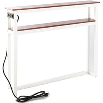 Sofa Table with USB Ports and Outlets – Living Room Table – Console Table with Plug - White