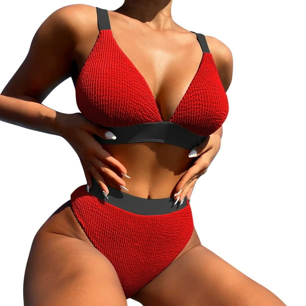 Alician Women Sexy Halter Top Bikini Set Bandage Big Size High Waisted  Swimsuit Plus Bathing Suit Girl Swimwear