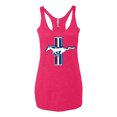 thumbnail image 2 of Wild Bobby Ford Mustang Retro USA Vintage Logo Classic Bar, Cars and Trucks Women Tri-Blend Racerback Tank Top, 2 of 6