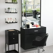Zimtown Wall Mount Salon Station with Vanity Mirror, Barber Stylist Beauty Spa Salon Equipment