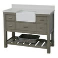 thumbnail image 3 of Charlotte 48" Farmhouse Bathroom Vanity with Weathered Gray Cabinet and Quartz Top, 3 of 6