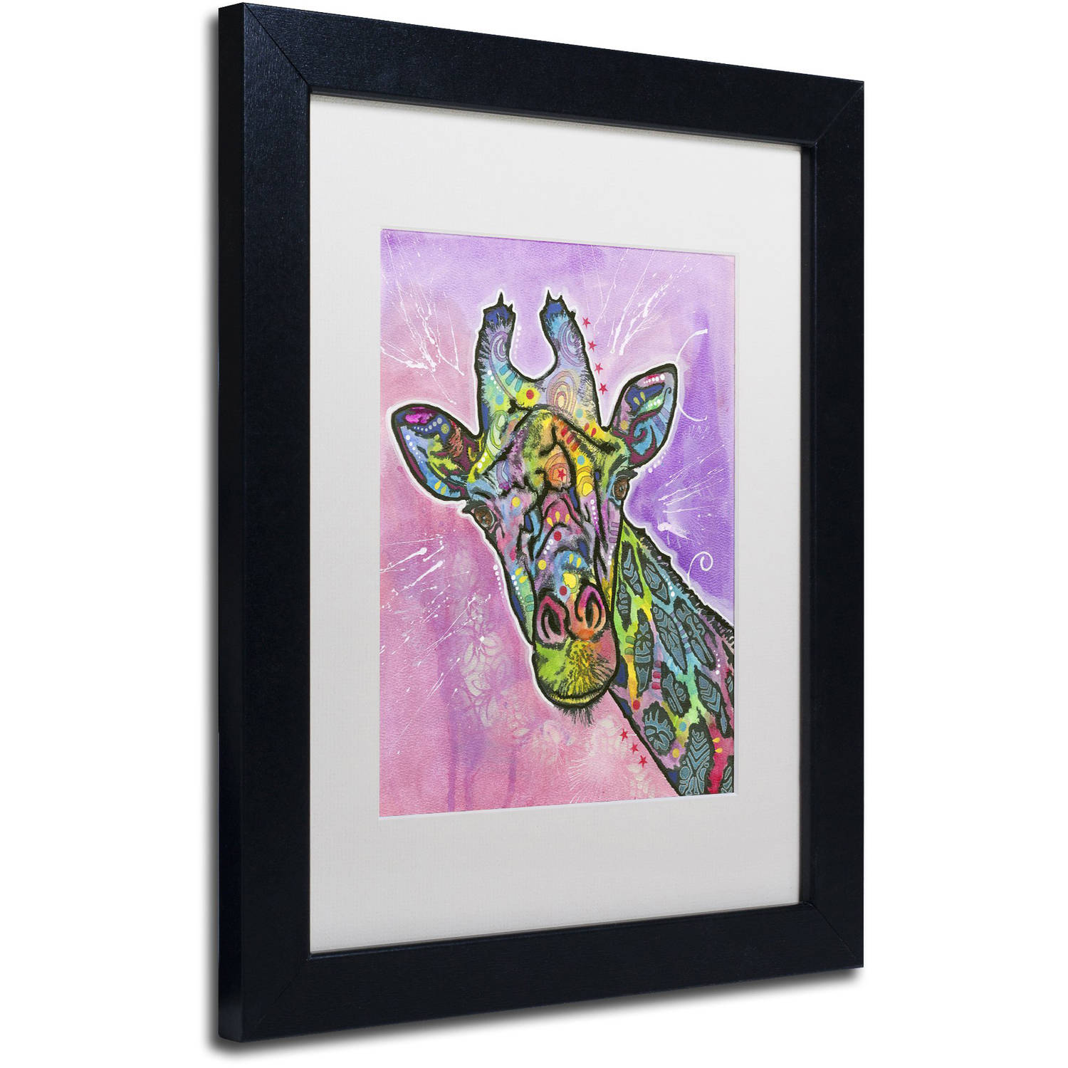 Trademark Fine Art "Giraffe" Canvas Art by Dean Russo, White Matte, Black Frame