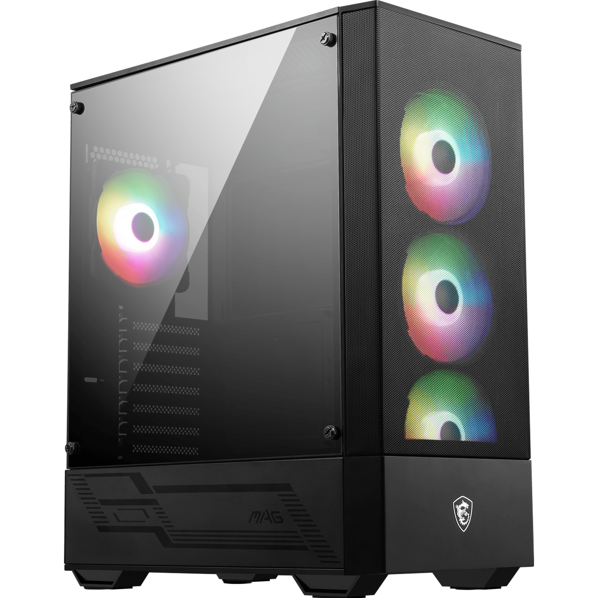 MSI MAG FORGE 112R WMT ARGB Mid-Tower ATX PC Case - 4X Pre-installed Fans, High Airflow, Magnetic Dust Filter, Tool-less Side Panel, Black