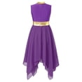 thumbnail image 6 of iiniim Girls Liturgical Praise Dance Dress Color Block Asymmetrical Worship Church Prayers Dancewear Purple 16, 6 of 7