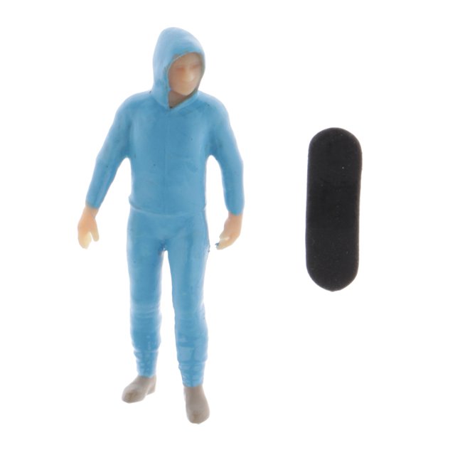 Figuras de niño patinador Sunnimix 1/64 modelo de personas DIY azul