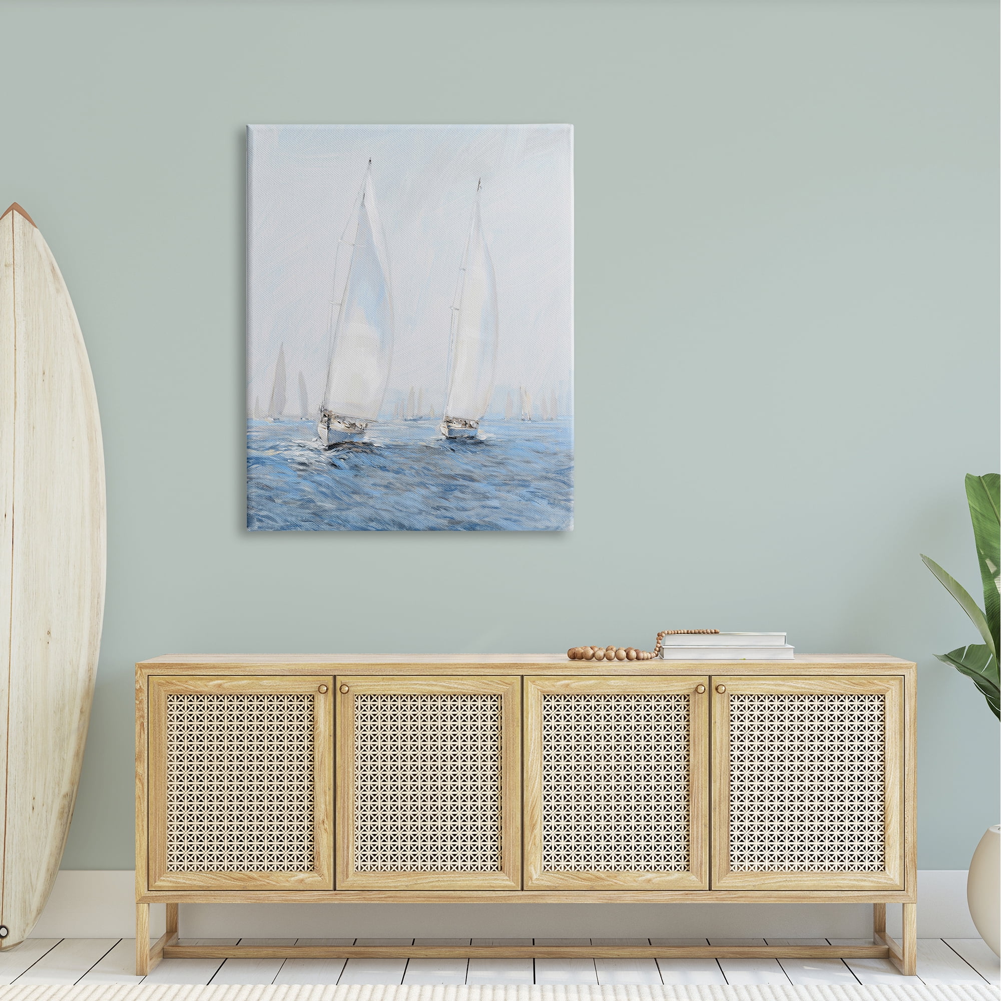 Stupell Industries Beautiful White Sailboats Drifting Ocean Waves Painting , 36 x 48, Design by Tim OToole